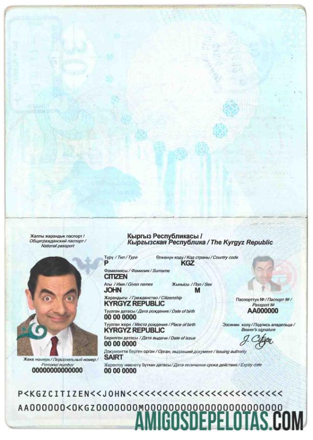Passaporte do Quirguistão exemplo